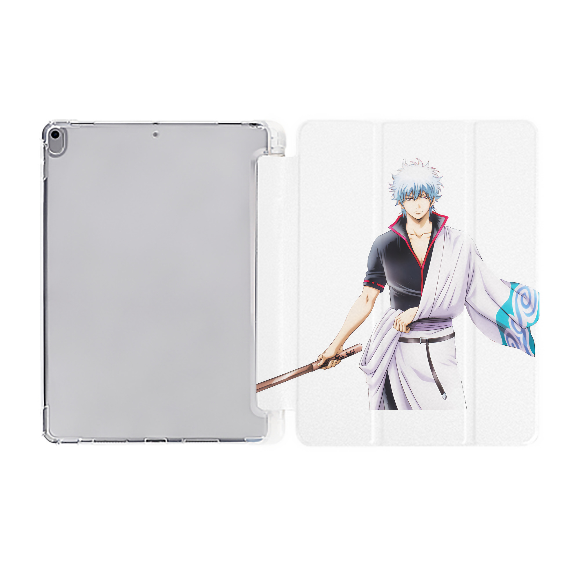 ぎんたま 坂田銀時（さかたぎんとき） 神楽 志村新八（しむら しんぱち） GINTAMA Sakata Gintoki Kagura Shimura Shinpachi IPad ケース ペン収納付き 三つ折りスタンド PUレザー×シリコン 対応機種9.5/10.5/10.9インチ
